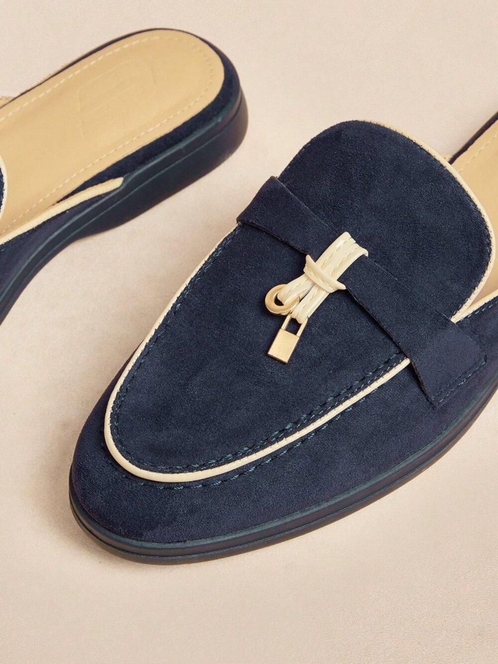 Blue Casual Women's Faux Suede Flat Mules - Picture 5 of 5